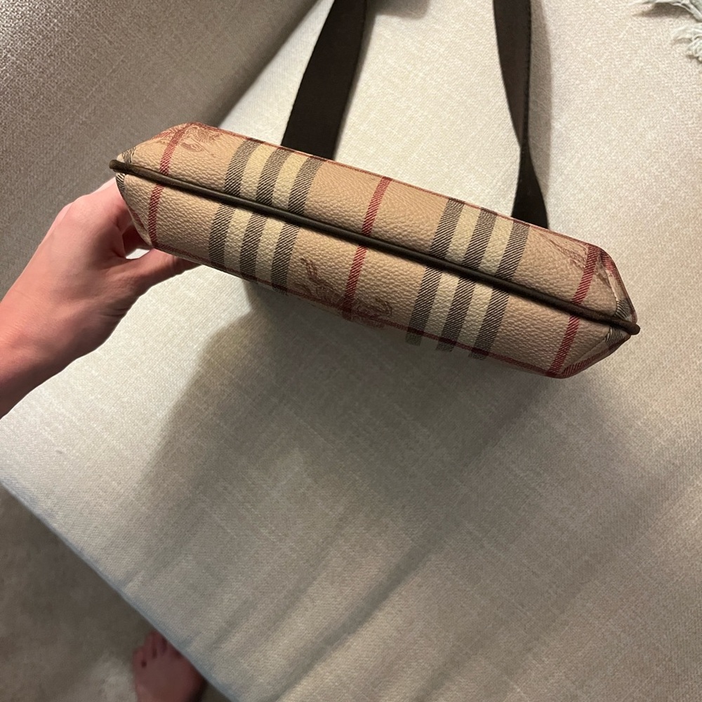 Burberry Haymarket Cross Body Canvas Bag with Brown Strap - Picture 4 of 8